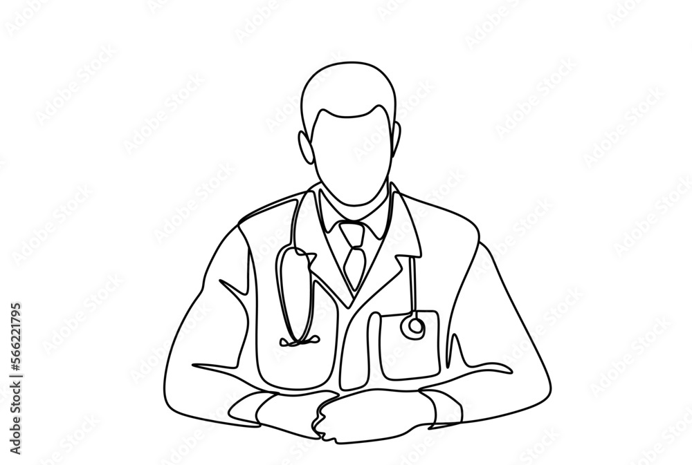 Doctor continuous one line drawing single hand drawn minimalist design Doctor continuous one line drawing single hand drawn minimalist design