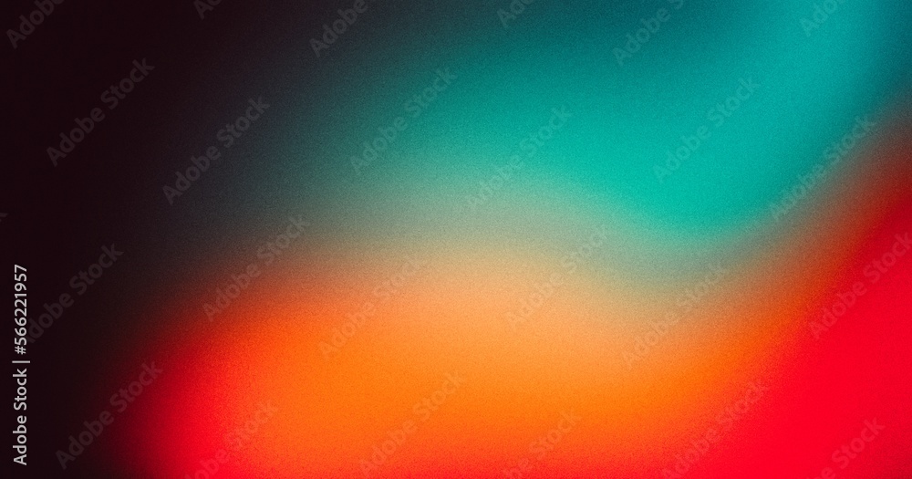 Abstract color gradient background, film grain texture, blurred orange