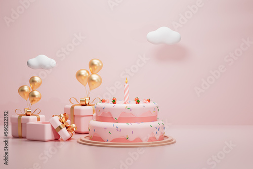 3d rendering birthday cake picture