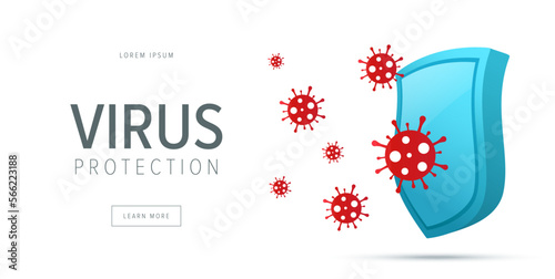 Virus protection concept. Security shield for virus protection. Vector shield on white background.
