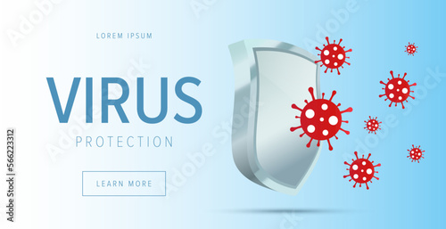 Virus protection concept. Security shield for virus protection. Vector shield on white background.