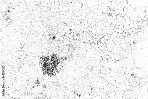 Grunge background of black and white. Abstract illustration texture of cracks, chips, dot isolated on transparent background PNG file.