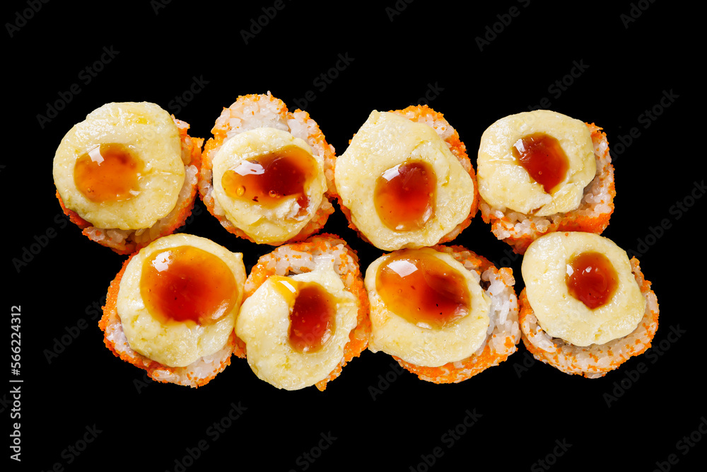 warm sushi roll with tuna and cheese cap warm sushi roll with tuna and cheese cap