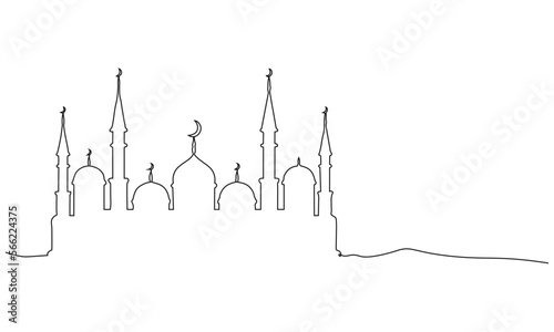 continous line mosque line art, ramadan line art, simple design