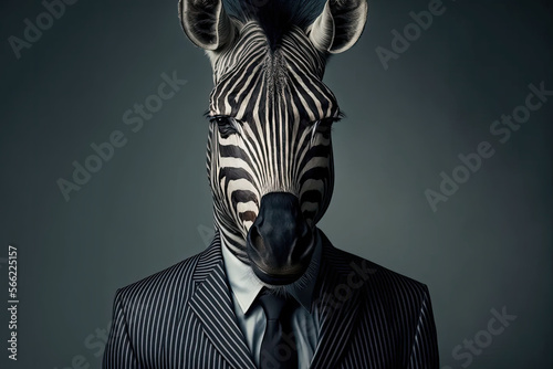 portrait of a zebra in business suit, businessman