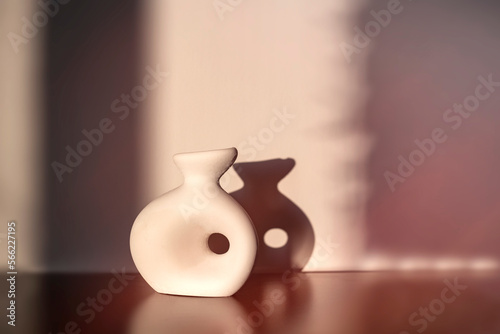 Obraz na plátně White abstract vase on shadow isolated