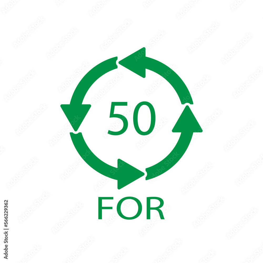 Bio material recycling code 50 FOR. Vector Illustration Bio material recycling code 50 FOR. Vector Illustration