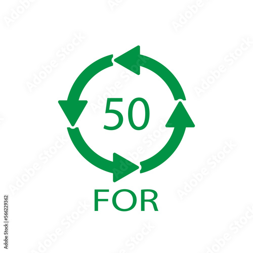 Bio material recycling code 50 FOR. Vector Illustration