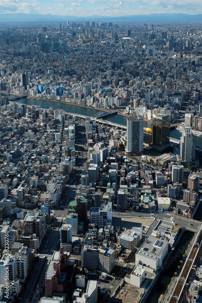 View over the cityscape of Tokyo from the Skytree tower