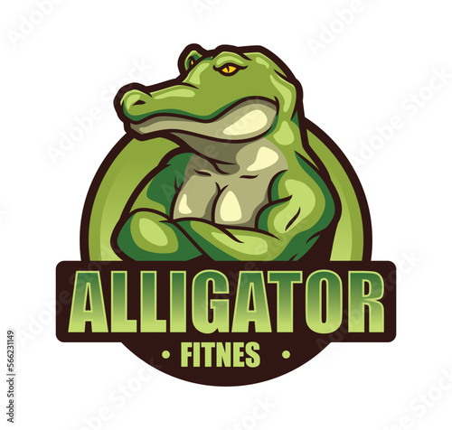 Crocodile Alligator Muscle Gym / Fitness Mascot Logo