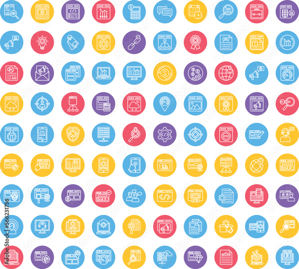 Web And SEO vector icons set, web and SEO icons set, web icons set, SEO icons set, web and SEO symbols, marketing icons set, web and SEO icons collection, Web And SEO outline background icons set