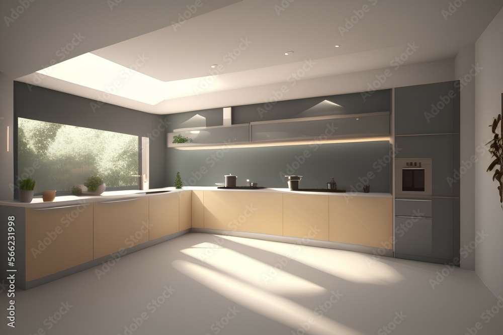 3D rendering modern kitchen room - generative ai 3D rendering modern kitchen room - generative ai