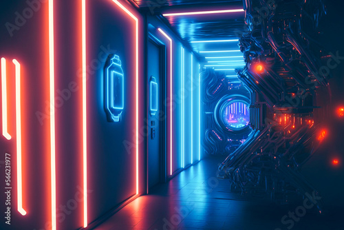 background futuristic neon lights.Generative AI 