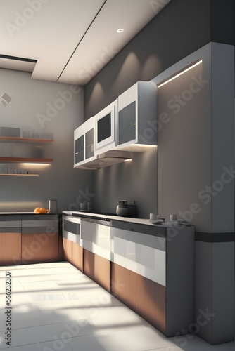 3D rendering modern kitchen room - generative ai