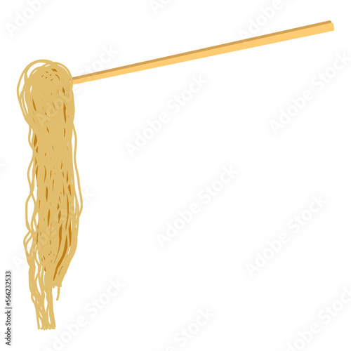 ちぢれた中華麺をつかむ箸・右