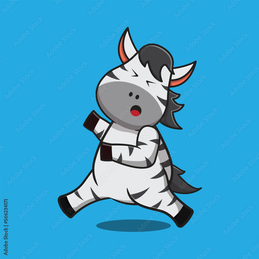 cute horse zebra cartoon vector icon illustration. animal kawaii Stock