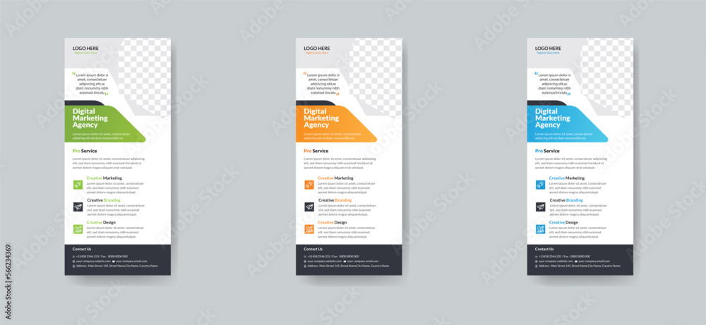 creative and clean corporate business dl flyer or rack card design vector template
