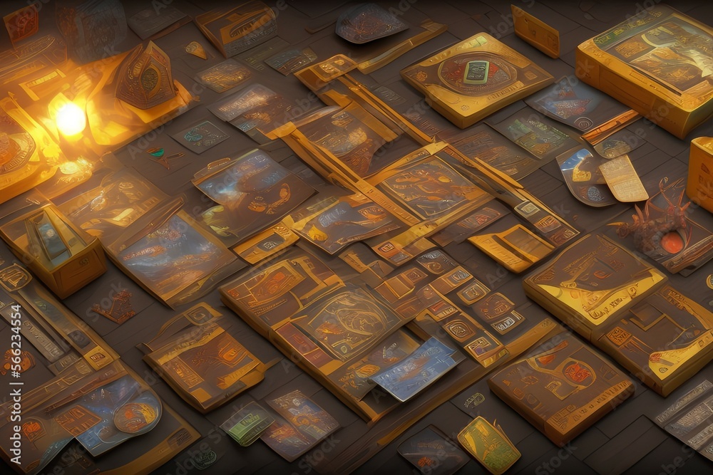 A variety of board game pieces. A background miscellaneous board game pieces - generative ai A variety of board game pieces. A background miscellaneous board game pieces - generative ai