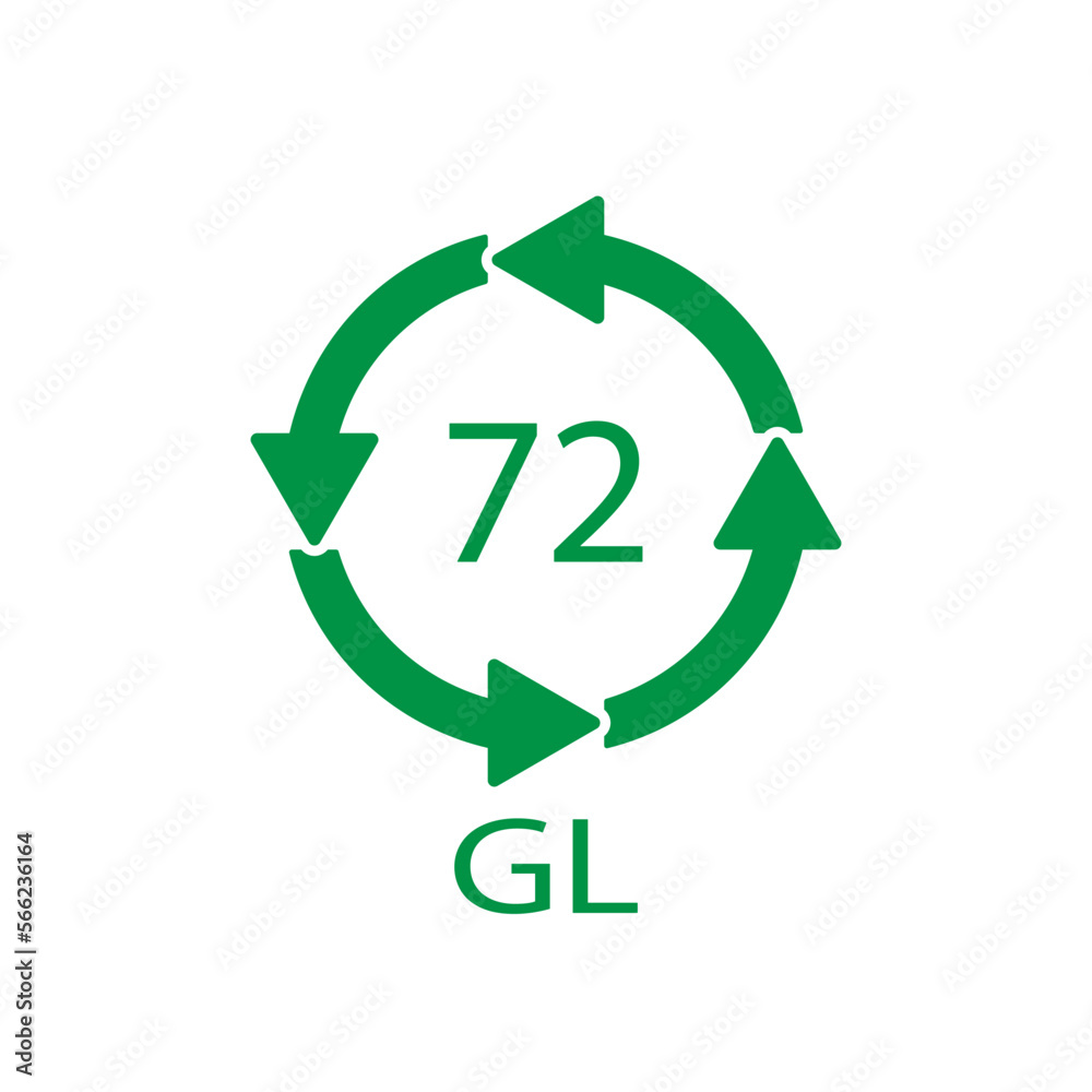 Brown Glass recycling code 72 GL. Vector illustration Brown Glass recycling code 72 GL. Vector illustration