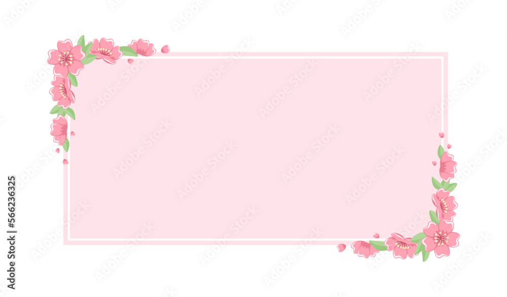 Cherry Blossom Frames. Long Rectangular Floral Border. Cherry Blossom Frames. Long Rectangular Floral Border.