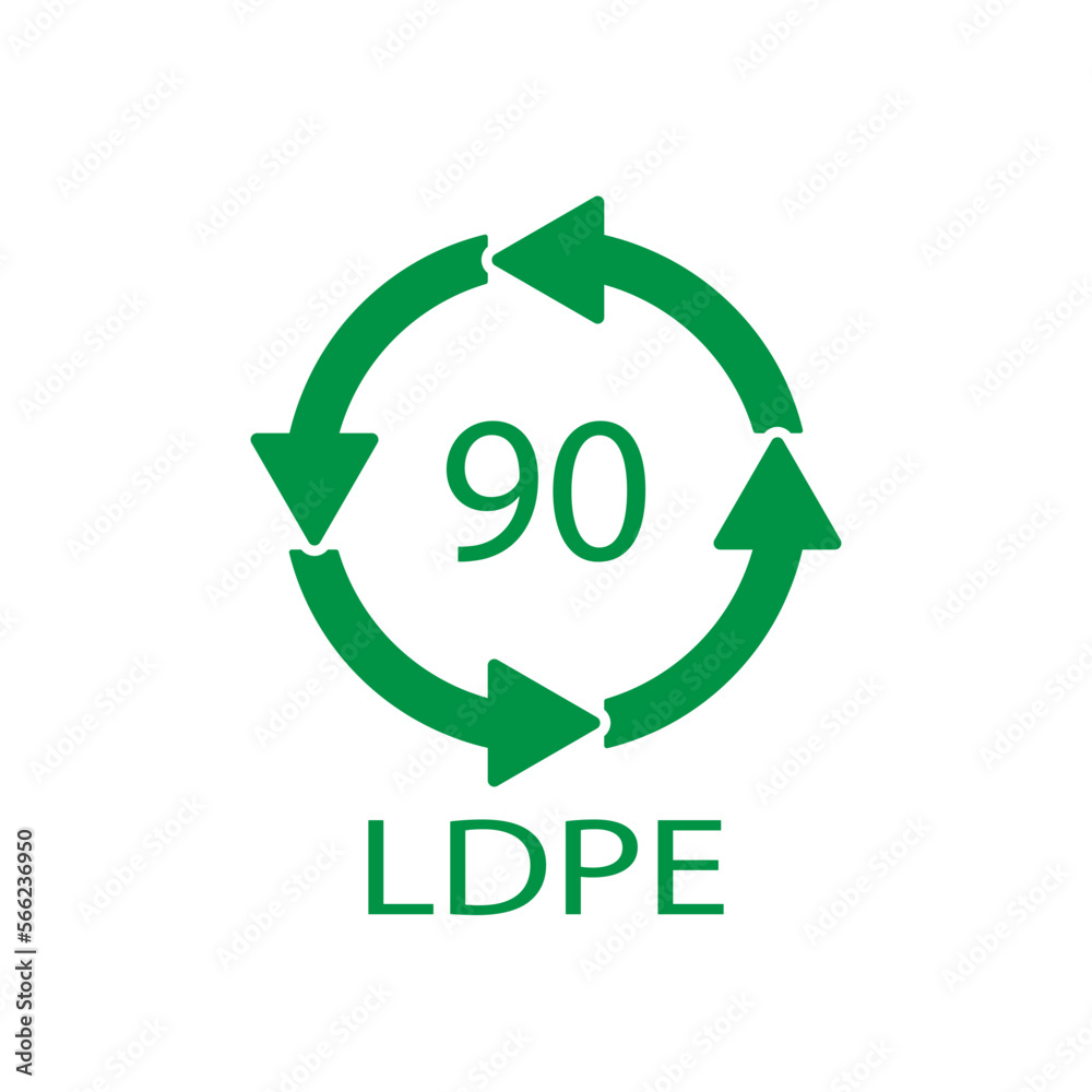 Composites recycling symbol LDPE 90. Vector illustration Composites recycling symbol LDPE 90. Vector illustration