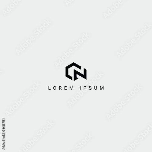 Alphabet letter CN NC logo icon design with black color white background vector element.