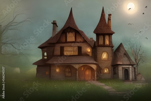 Artistic concept painting of a witch house  background illustration - generative ai