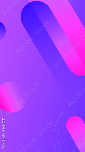 Gradient background with circles, shapes and lines. Futuristic blue and pink gradient background. Meta verse background. Technology concept.