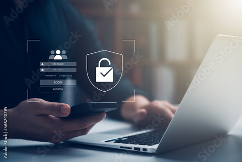 cybersecurity and privacy concept of data protection, secure encryption technology, secure internet access, secure encryption of user private data, Business confidentiality security.