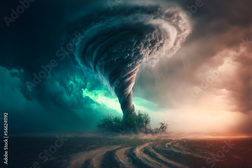 Powerful tornado vortex and massive storm.generative ai