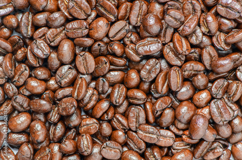 Close shot of Roasted Coffee Beans.
