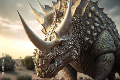Triceratops illustrations. Generative AI
