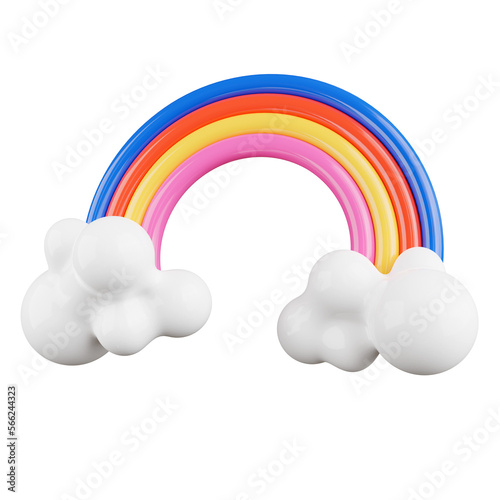 Fototapeta Naklejka Na Ścianę i Meble -  3d rendering of rainbow with cloud.