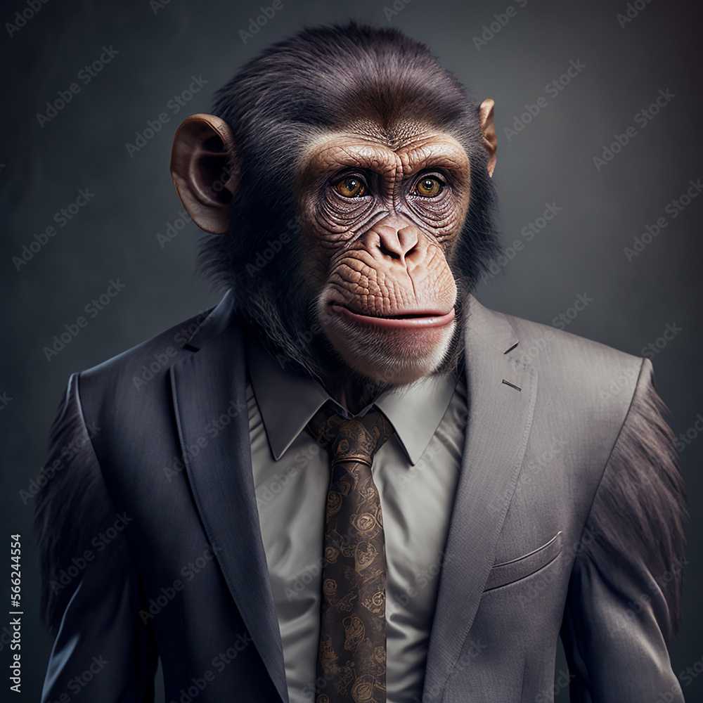 Monkey in a suit. Generative AI Monkey in a suit. Generative AI