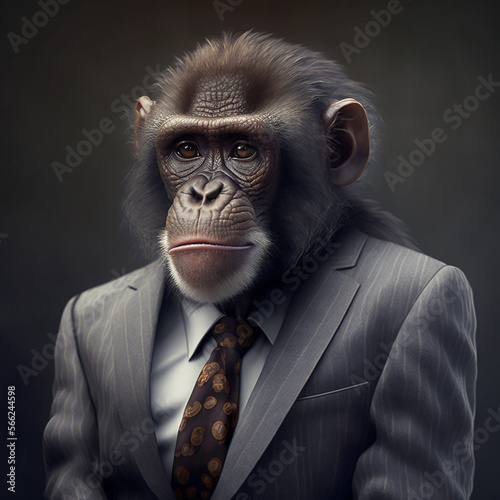 Monkey in a suit. Generative AI © Putrasatria