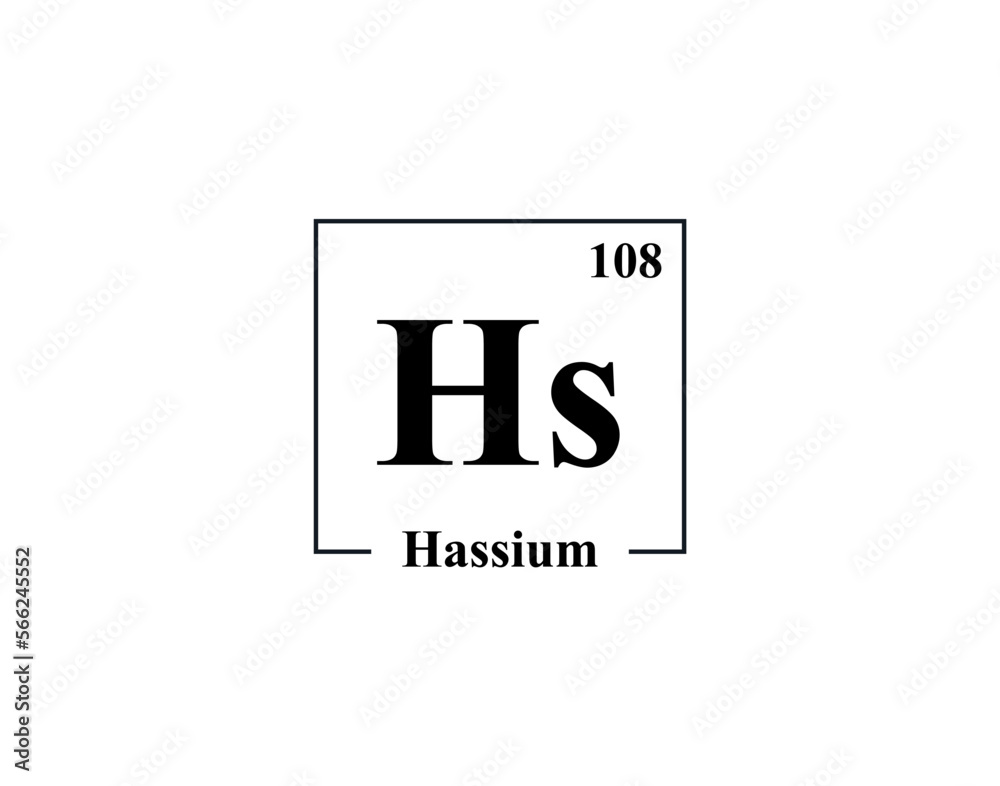 Hassium icon vector. 108 Hs Hassium