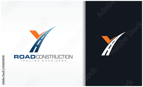 Letter Y with road logo sing the creative design concept for highway maintenance and construction