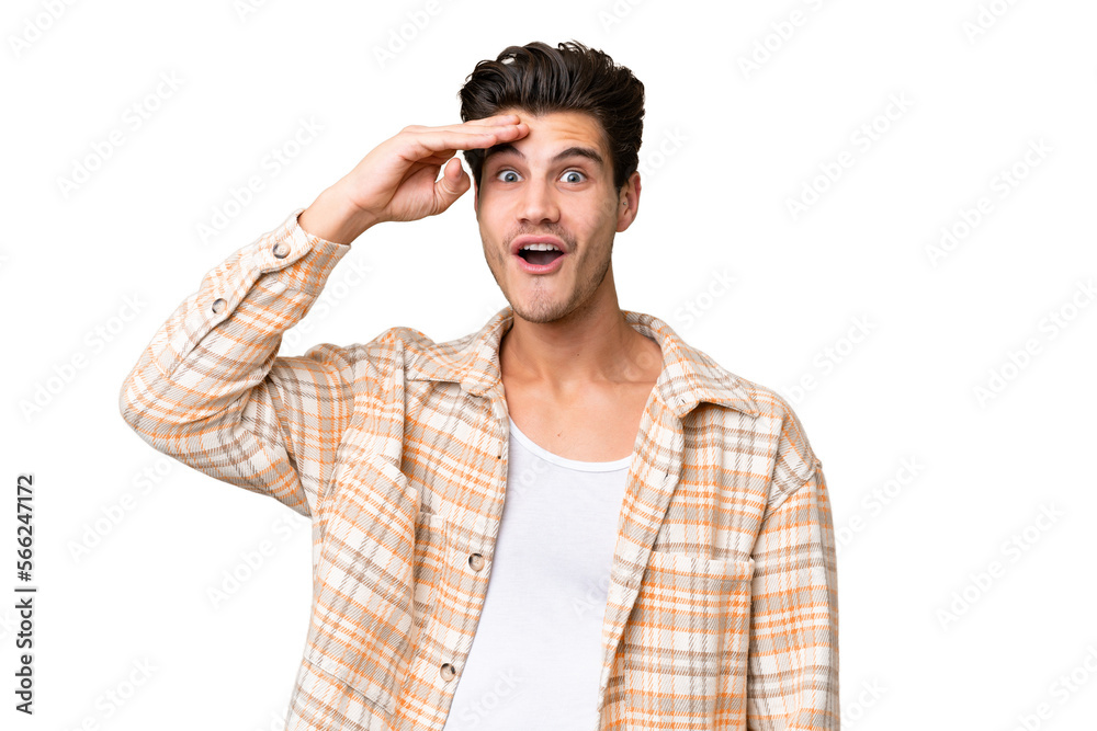 Young handsome caucasian man over isolated background has realized something and intending the solution