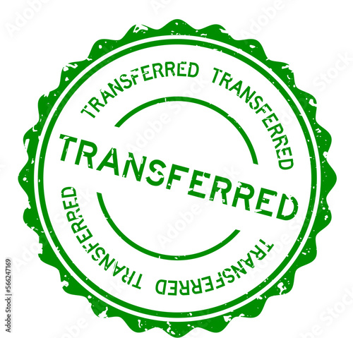 Grunge green transferred word round rubber seal stamp on white background