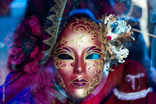 Traditional venetian mask in Venice in Italy. Colorful carnival mask  © Michaela