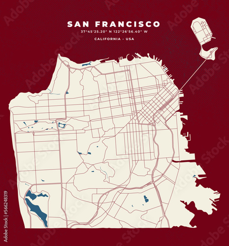 San Francisco California map vector poster flyer