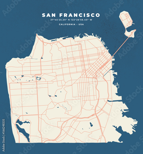 San Francisco California map vector poster flyer