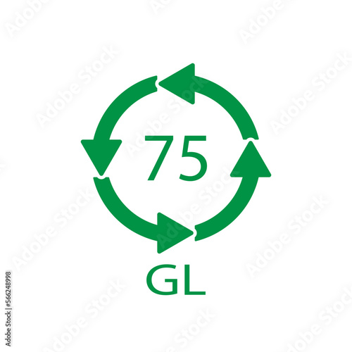 Low Lead Glass. Glass recycling code 75 GL. Vector illustration