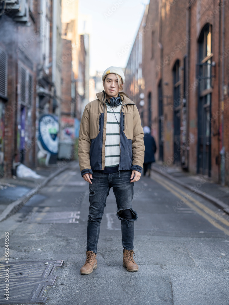 Portrait of man standing in city street Portrait of man standing in city street