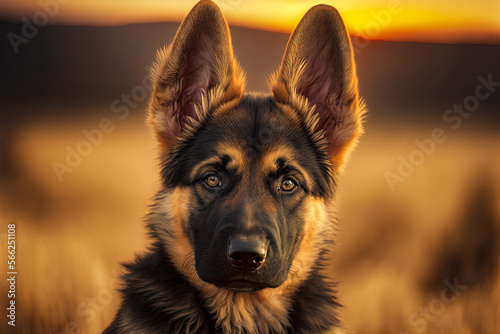 German shepherd puppy. Portrait of a german shepherd dog. generative ai. Dog portrait