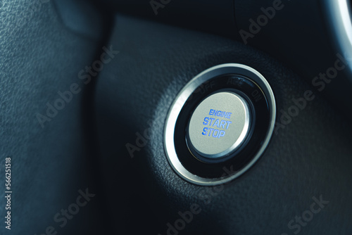 Engine start button. A new and pleasant way of starting the vehicle. New vehicles only. High quality photo
