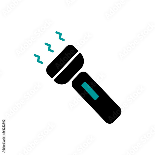 Flashlight vector icon illustration. Turquoise color.