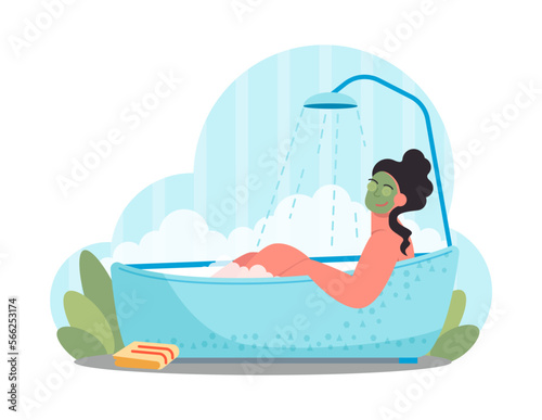 Summer holiday concept. Female character relaxing and resting