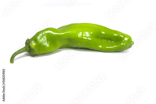 An Italian sweet green pepper (Capsicum annuum) isolated on a white background