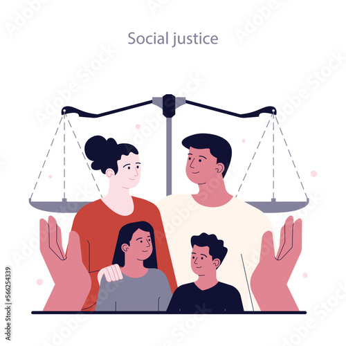 Political views spectrum. Left-wing politics principle. Social justice